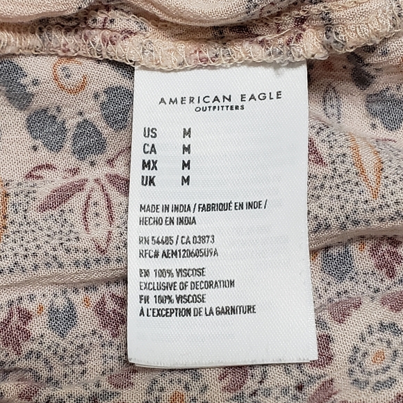 SOLD-American Eagle Pink Patchwork Peasant Top Boho Embroidered Tassel Flare M - Picture 15 of 16